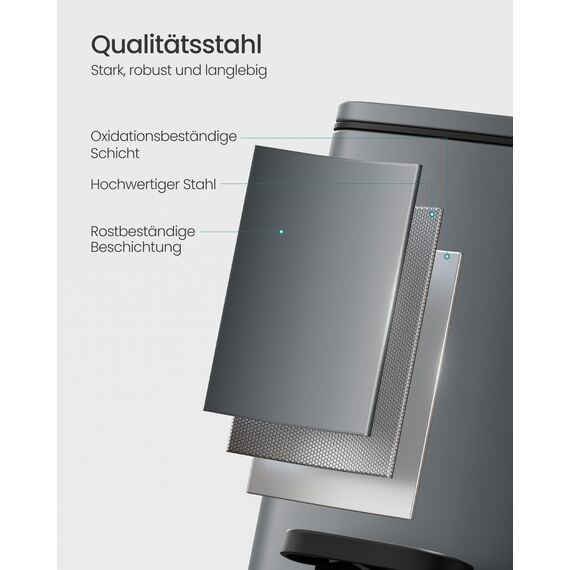 SONGMICS Kosmetikeimer, 6 Liter, Mülleimer Bad, kleiner Abfalleimer, Tretmülleimer, mit Pedal, für kleine Räume, mit Deckel, Softclose, Stahl, schiefergrau LTB590G02