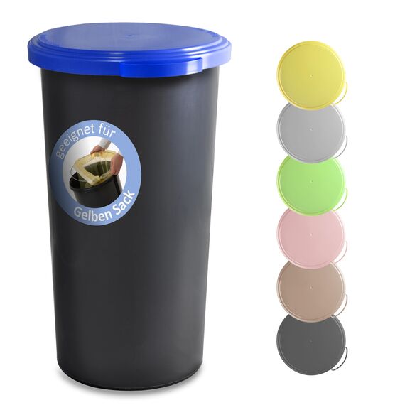KUEFA 60L Müllsackständer mit flachem Deckel - Gelber Sack Mülleimer (Blau)