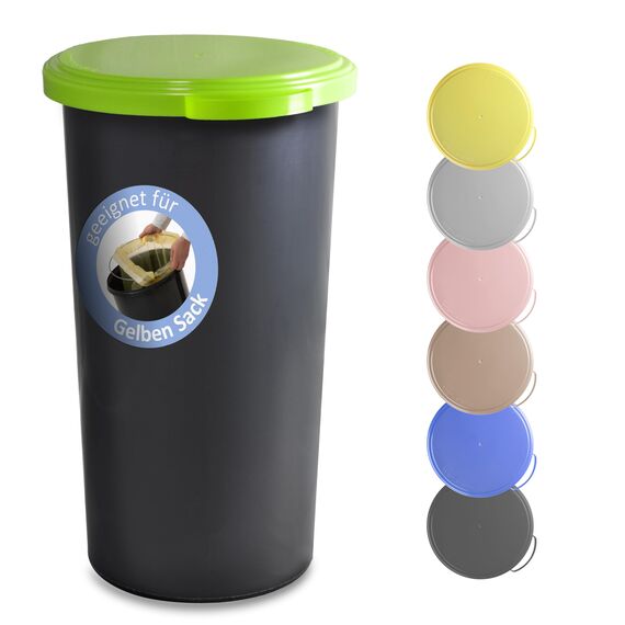 KUEFA 60L Müllsackständer mit flachem Deckel - Gelber Sack Mülleimer (Hellgrün)