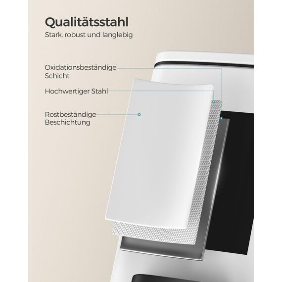 SONGMICS Kosmetikeimer, 6 Liter, Mülleimer Bad, kleiner Abfalleimer, Tretmülleimer, mit Pedal, für kleine Räume, mit Deckel, Softclose, Stahl, weiß LTB590W0602