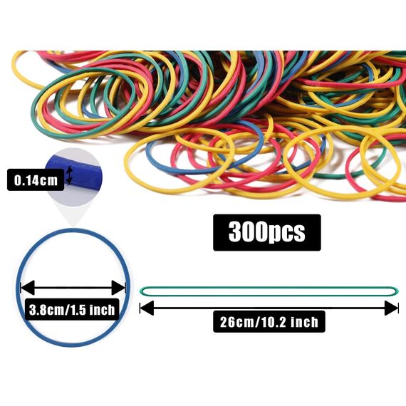 Gummiband Haushaltsgummi 300 Stücke Gummibänder Farbe Gummiringe Gummi 38 * 1.4 Gummiringe Essentials für Zuhause Büro Schule gummis
