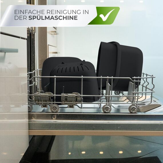 YourCasa Biomülleimer Küche 4L - Komposteimer mit herausnehmbarem Sieb & Deckel - geruchsdicht, spülmaschinenfest & ohne Biomülltüten - Bio Mülleimer klein für saubere Küchen (Schwarz)
