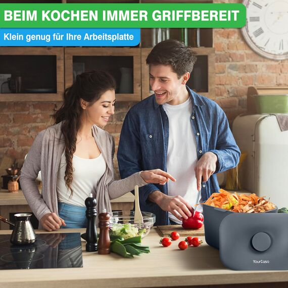 YourCasa Biomülleimer Küche 5L - Komposteimer für alltäglichen Biomüll Behälter - Spülmaschinenfest - Geruchsdicht mit Sieb & ergonomischen Griff - Bio Mülleimer Klein Komposter Bioeimer (Anthrazit)