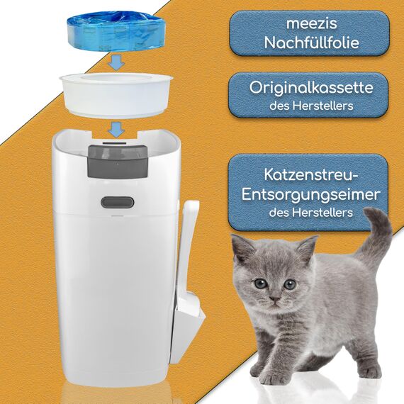 meezis Nachfüllfolie 4-Pack - kompatibel mit Nachfüllkassetten für Katzenstreu-Entsorgungseimer; geruchsdichte und strapazierfähige Nachfüllfolien für Katzen-Mülleimer (4 Stück)