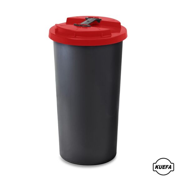 KUEFA BSC 60L Mülleimer, Müllsackständer, Gelber Sack Ständer inkl. Klemm-Ring für Müllbeutel, extra robust, UV- und witterungsbeständig, Sammelbehälter für Pfandflaschen und Leergut (Rot)
