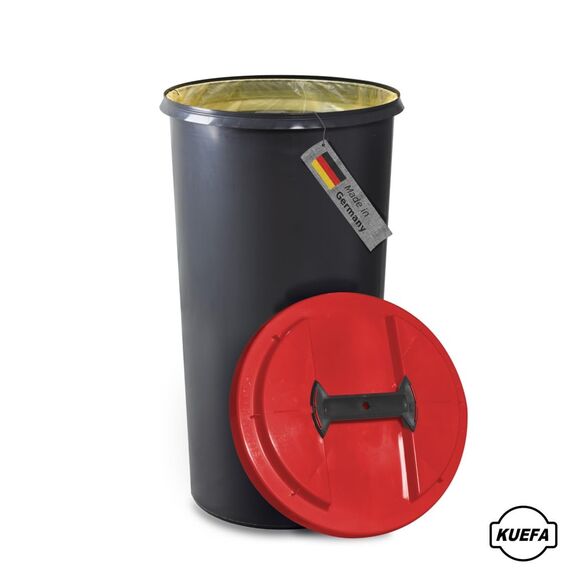 KUEFA BSC 60L Mülleimer, Müllsackständer, Gelber Sack Ständer inkl. Klemm-Ring für Müllbeutel, extra robust, UV- und witterungsbeständig, Sammelbehälter für Pfandflaschen und Leergut (Rot)