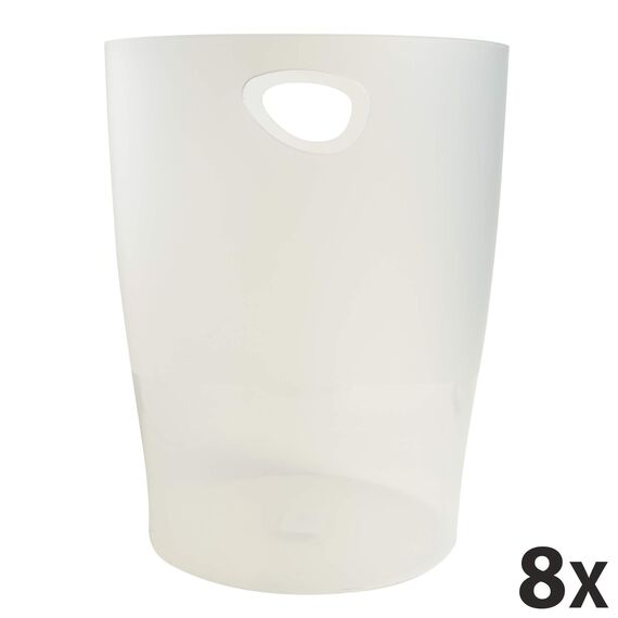 Exacompta 45357D ECOBIN 8er Pack Papierkorb 15 Liter mit Griffen. Eleganter und robuster Papierkorb und Mülleimer im modernen Design glasklar
