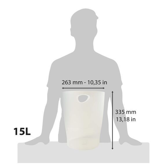 Exacompta 45357D ECOBIN 8er Pack Papierkorb 15 Liter mit Griffen. Eleganter und robuster Papierkorb und Mülleimer im modernen Design glasklar
