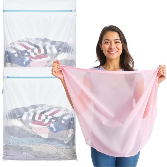 6x XXL Premium Wäschenetz 60x90 cm Set Groß - Netz für Waschmaschine- Wäschesack in verschiedenen Größen - Waschsack & Wäschebeutel mit Reißverschluss (6x XXL (90x60cm))