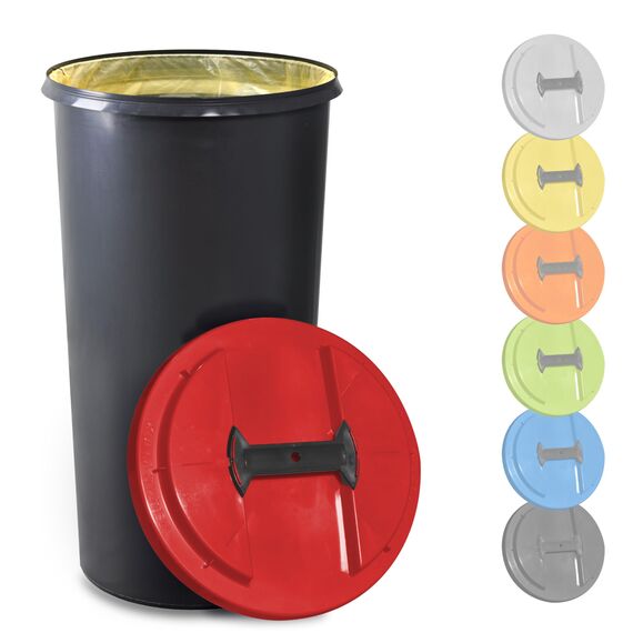 KUEFA BSC 60L Mülleimer, Müllsackständer, Gelber Sack Ständer inkl. Klemm-Ring für Müllbeutel, extra robust, UV- und witterungsbeständig, Sammelbehälter für Pfandflaschen und Leergut (Rot)