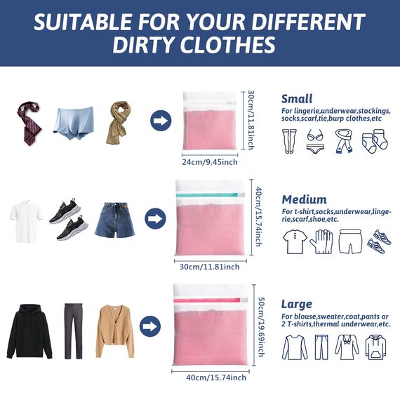 10 Stück Wäschesack, Wäschenetz für Waschmaschine, Wäschesack Schmutzwäsche Reise Kinder, Wäschebeute, Laundry Bag für Bh, Unterwäsche, Schuhe, Babykleidung, Kissen, Plüschtiere, Washing Bag