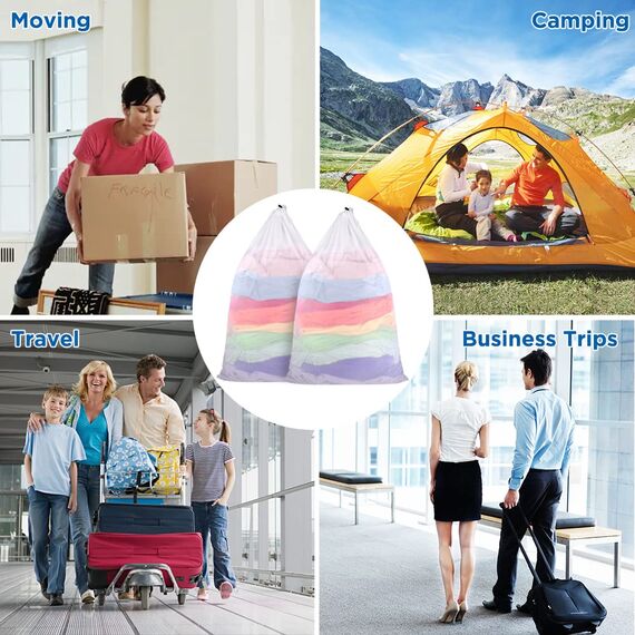 ecooe groß Wäschesack für Waschmaschine, 2 Stück XXL Wäschenetz mit Kordelstopper, 60X90cm Wäschebeutel für Decken, Rucksack, Plüschtiere, lange Röcke, für den Schulanfang, Wohnung, Wohnheim usw