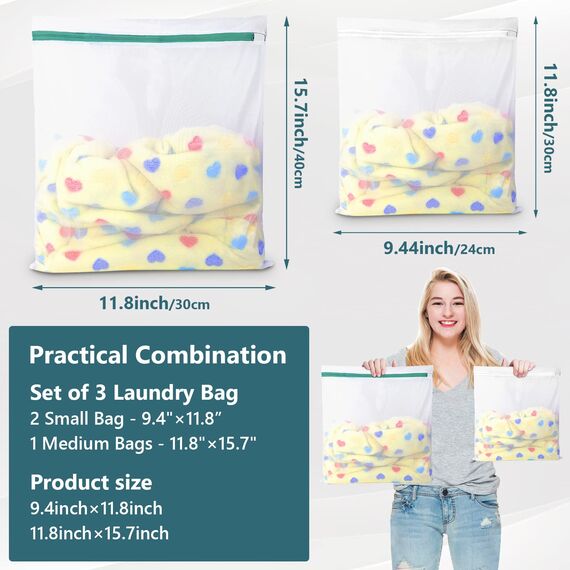 3 Stück Wäschesack, Wäschenetz für Waschmaschine, Wäschesack Schmutzwäsche Reise Kinder, Wäschebeute, Laundry Bag für Bh, Unterwäsche, Schuhe, Babykleidung, Kissen, Plüschtiere, Washing Bag 3 Set