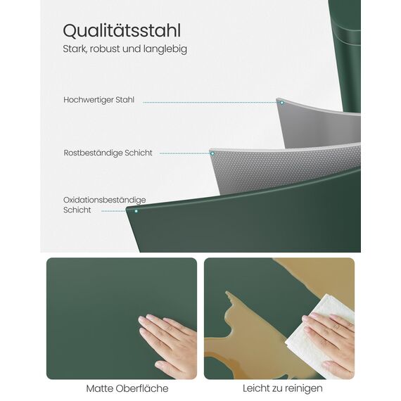 SONGMICS Mülleimer Küche, 50 Liter, Abfalleimer, Treteimer, mit Deckel, Softclose, Fußpedal, Stahl, Inneneimer, vintagegrün LTB050C02