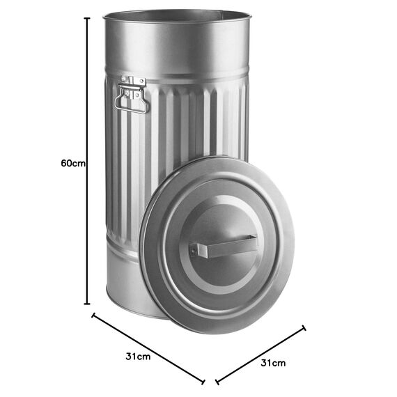 BUTLERS Retro Mülltonne Oskar 40l Mülleimer mit Deckel und Tragegriffen | Küche Abfalleimer ideal als Mülleimer für gelben Sack, Pfandbehälter, Futtertonne, Wäschetonne und Papierkorb