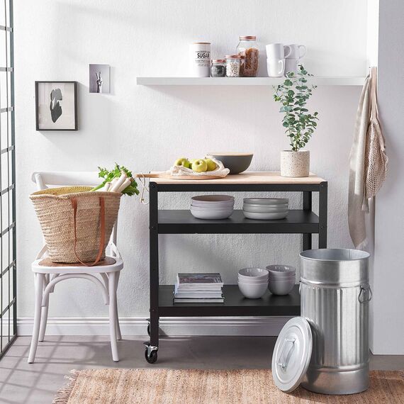 BUTLERS Retro Mülltonne Oskar 40l Mülleimer mit Deckel und Tragegriffen | Küche Abfalleimer ideal als Mülleimer für gelben Sack, Pfandbehälter, Futtertonne, Wäschetonne und Papierkorb