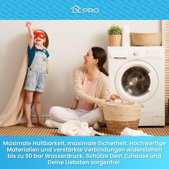 DL-pro 2,5m Zulaufschlauch Verlängerung für Waschmaschine und Spülmaschine - UNIVERSELL - [ROBUST & DICHT] - Für alle gängigen Modelle - Waschmaschinenschlauch Verlängerung - Größe wählen