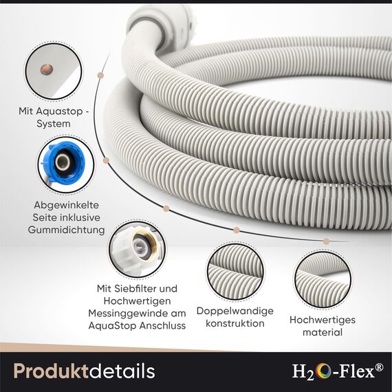 Aquastop Schlauch/Aquastop/Sicherheitszulaufschlauch für Waschmaschine und Geschirrspüler 3/4 Zoll