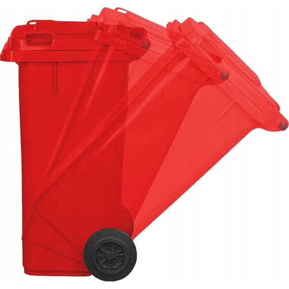 gardivo Mülltonne 120 Liter Abfalltonne Reststofftonne Mülleimer mit 2 geräuschlosen Rädern, Klappdeckel mit zwei Griffen, großer Abfalltonne, stabiler Kunststoff-Mülleimer (Rot)