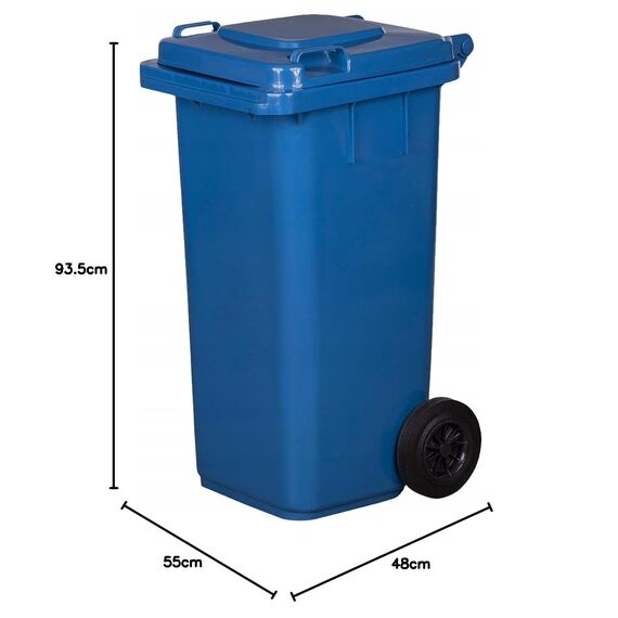 gardivo Mülltonne 120 Liter Abfalltonne Reststofftonne Mülleimer mit 2 geräuschlosen Rädern, Klappdeckel mit zwei Griffen, großer Abfalltonne, stabiler Kunststoff-Mülleimer (Blau)