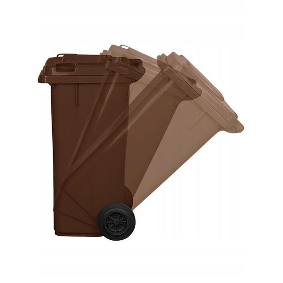 gardivo Mülltonne 120 Liter Abfalltonne Reststofftonne Mülleimer mit 2 geräuschlosen Rädern, Klappdeckel mit zwei Griffen, großer Abfalltonne, stabiler Kunststoff-Mülleimer (Braun)