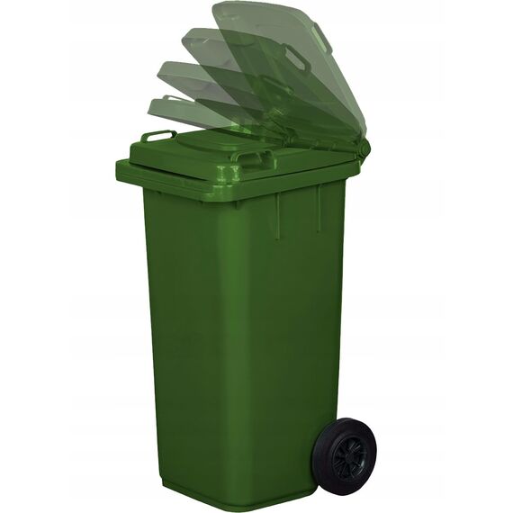 gardivo Mülltonne 120 Liter Abfalltonne Reststofftonne Mülleimer mit 2 geräuschlosen Rädern, Klappdeckel mit zwei Griffen, großer Abfalltonne, stabiler Kunststoff-Mülleimer (Grün)