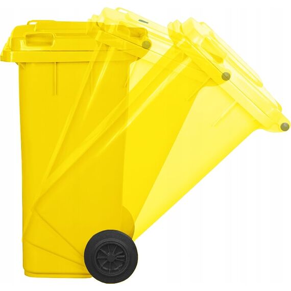 gardivo Mülltonne 120 Liter Abfalltonne Reststofftonne Mülleimer mit 2 geräuschlosen Rädern, Klappdeckel mit zwei Griffen, großer Abfalltonne, stabiler Kunststoff-Mülleimer (Gelb)