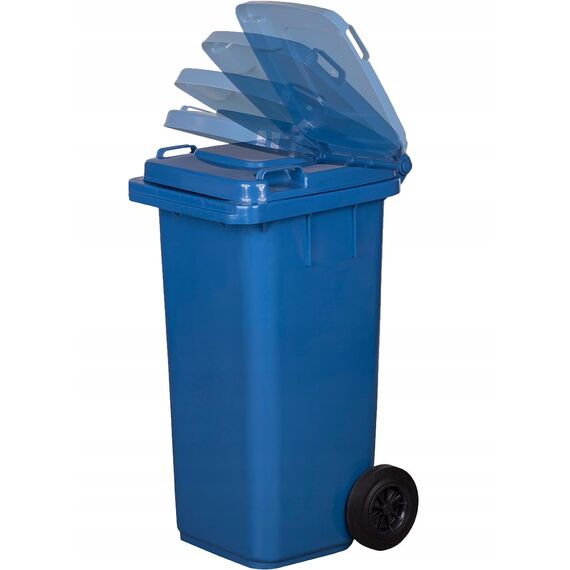 gardivo Mülltonne 120 Liter Abfalltonne Reststofftonne Mülleimer mit 2 geräuschlosen Rädern, Klappdeckel mit zwei Griffen, großer Abfalltonne, stabiler Kunststoff-Mülleimer (Blau)