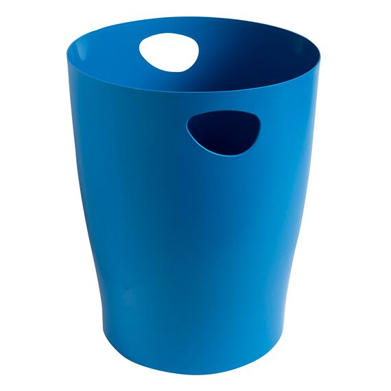 Exacompta 45384D ECOBIN Papierkorb BeeBlue aus Recycling-Kunststoff 15 Liter mit Griffen. Eleganter und robuster Papierkorb und Mülleimer im modernen Design Türkis Blauer Engel