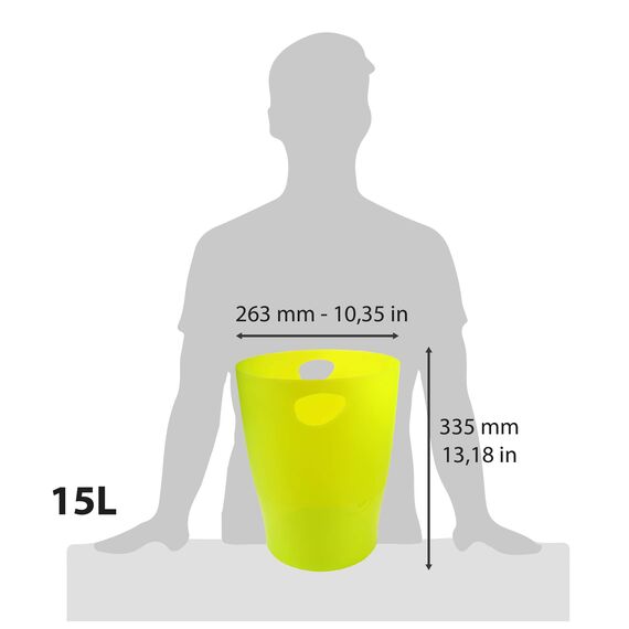 Exacompta 45381D ECOBIN 8er Pack Papierkörbe 15 Liter mit Griffen. Eleganter und robuster Papierkorb und Mülleimer im modernen Design anisgrün
