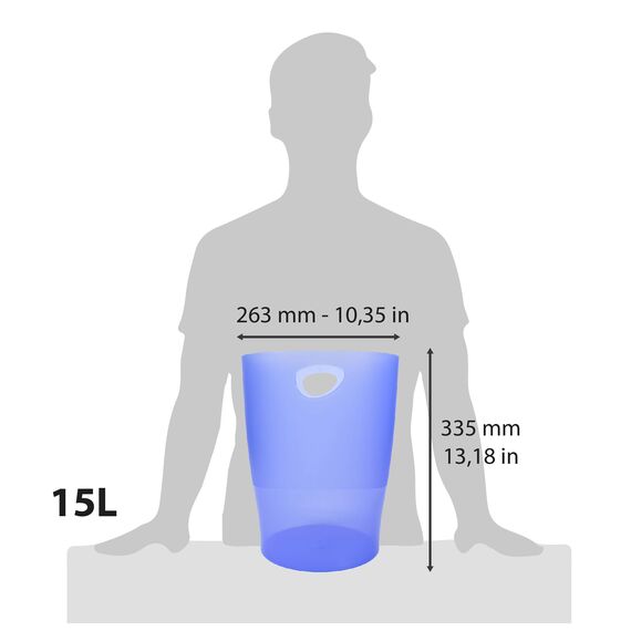 Exacompta 45310D 8er Pack ECOBIN Papierkorb 15 Liter mit Griffen. Eleganter und robuster Papierkorb und Mülleimer im modernen Design eisblau