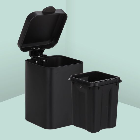 Relaxdays Kosmetikeimer Wandmontage, 3 l, Absenkautomatik, entnehmbarer Inneneimer, Bad Mülleimer, Edelstahl, schwarz