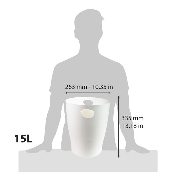Exacompta 45313D ECOBIN 8er Pack Papierkörbe 15 Liter mit Griffen. Eleganter und robuster Papierkorb und Mülleimer im modernen Design weiß