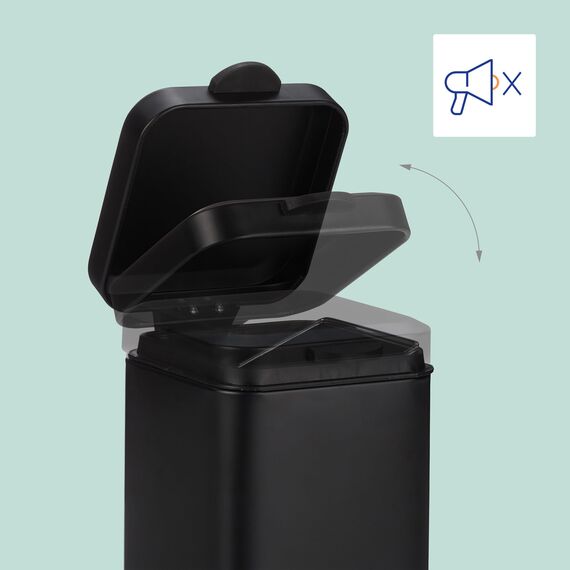 Relaxdays Kosmetikeimer Wandmontage, 3 l, Absenkautomatik, entnehmbarer Inneneimer, Bad Mülleimer, Edelstahl, schwarz