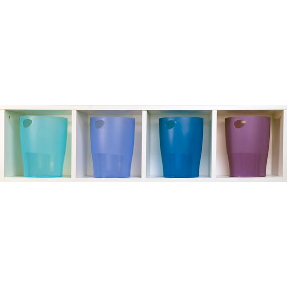 Exacompta 45310D 8er Pack ECOBIN Papierkorb 15 Liter mit Griffen. Eleganter und robuster Papierkorb und Mülleimer im modernen Design eisblau