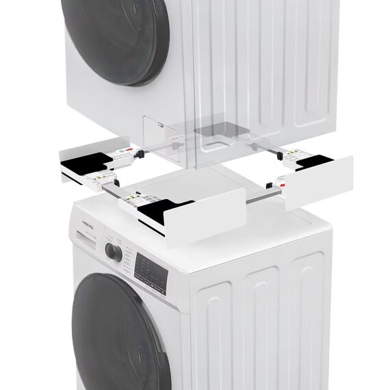 NIUXX Universal Verbindungsrahmen Set für Waschmaschine und Trockner, Zwischeneinbaurahmen Kit für 46-66cm Waschmaschinen Trockner, Stapelbausatz mit Ratschenseil, Zwischeneinbausatz für Waschküche
