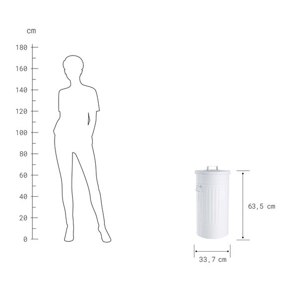 BUTLERS Retro Mülltonne Oskar 40l Mülleimer mit Deckel und Tragegriffen | Küche Abfalleimer ideal als Mülleimer für gelben Sack, Pfandbehälter, Futtertonne, Wäschetonne und Papierkorb