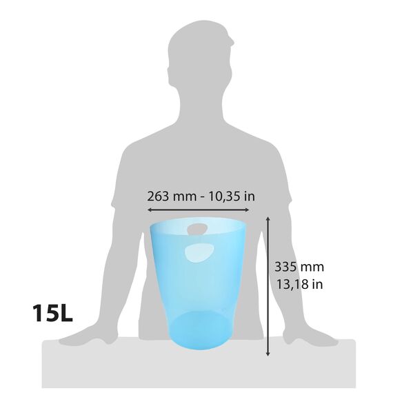 Exacompta 45383D ECOBIN 8er Pack Papierkörbe 15 Liter mit Griffen. Eleganter und robuster Papierkorb und Mülleimer im modernen Design türkis