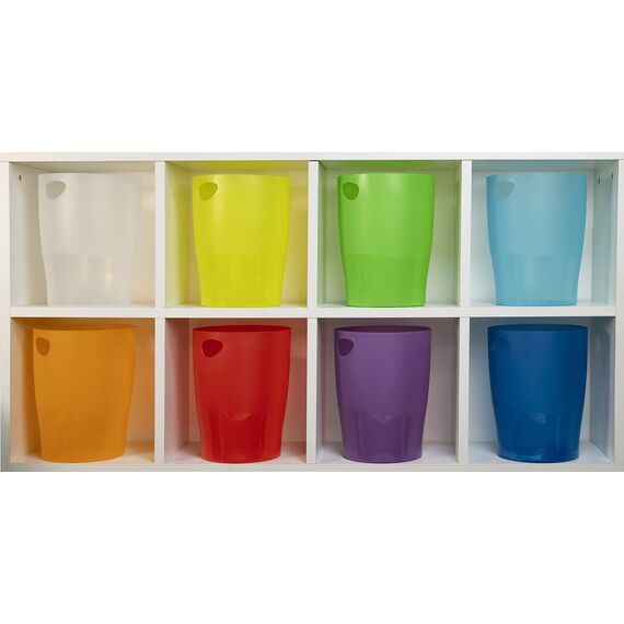 Exacompta 45319D ECOBIN 8er Pack Papierkörbe 15 Liter mit Griffen. Eleganter und robuster Papierkorb und Mülleimer im modernen Design violett