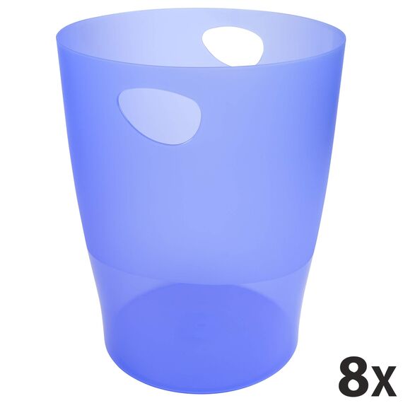 Exacompta 45310D 8er Pack ECOBIN Papierkorb 15 Liter mit Griffen. Eleganter und robuster Papierkorb und Mülleimer im modernen Design eisblau