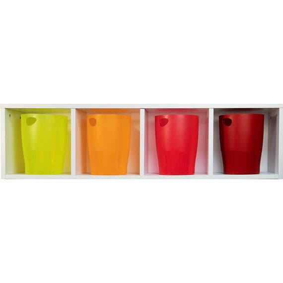 Exacompta 45352D ECOBIN 8er Pack Papierkörbe 15 Liter mit Griffen. Eleganter und robuster Papierkorb und Mülleimer im modernen Design orange