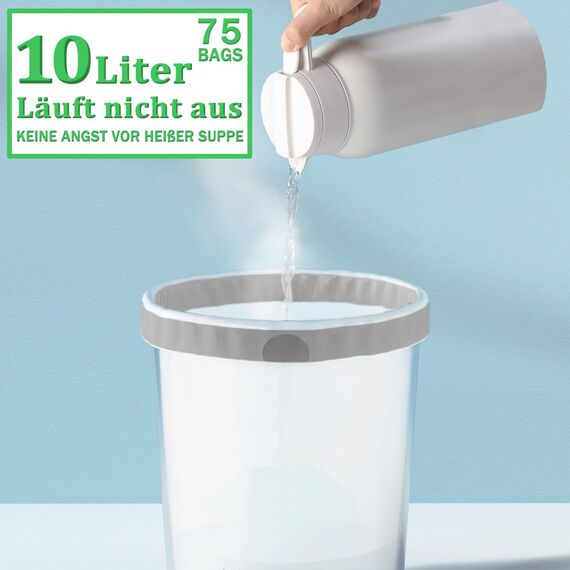 XIQIYY 10L Müllbeutel Mit Zugband,Kleine Müllsäcke Mit Tragegriff 75 Stück Abfallsack Mit Kordelzug,für Küchen Lebensmittel,Büro,Wohnzimmer,Geeignet Für 15 Liter Mülleimer(Weiß Mülltüten)