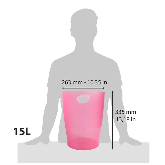Exacompta 45354D 8er Pack ECOBIN Papierkorb 15 Liter mit Griffen. Eleganter und robuster Papierkorb und Mülleimer im modernen Design himbeer