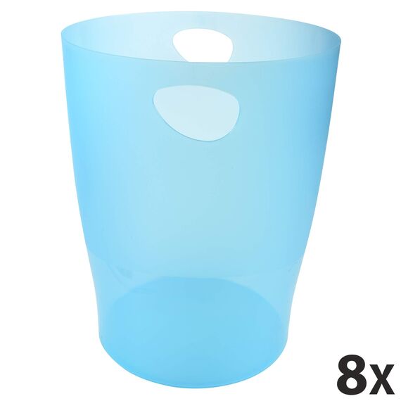 Exacompta 45383D ECOBIN 8er Pack Papierkörbe 15 Liter mit Griffen. Eleganter und robuster Papierkorb und Mülleimer im modernen Design türkis