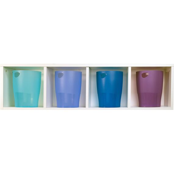 Exacompta 45383D ECOBIN 8er Pack Papierkörbe 15 Liter mit Griffen. Eleganter und robuster Papierkorb und Mülleimer im modernen Design türkis