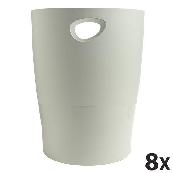 Exacompta 45306D ECOBIN 8er Pack Papierkörbe 15 Liter mit Griffen. Eleganter und robuster Papierkorb und Mülleimer im modernen Design grau