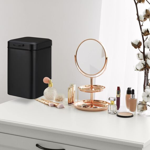 Relaxdays Kosmetikeimer Wandmontage, 3 l, Absenkautomatik, entnehmbarer Inneneimer, Bad Mülleimer, Edelstahl, schwarz