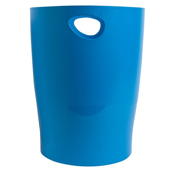 Exacompta 45384D ECOBIN Papierkorb BeeBlue aus Recycling-Kunststoff 15 Liter mit Griffen. Eleganter und robuster Papierkorb und Mülleimer im modernen Design Türkis Blauer Engel