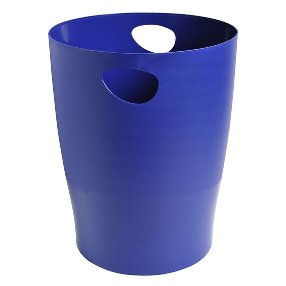 Exacompta 45303D ECOBIN Papierkorb BeeBlue aus Recycling-Kunststoff 15 Liter mit Griffen. Eleganter und robuster Papierkorb und Mülleimer im modernen Design Marineblau Blauer Engel