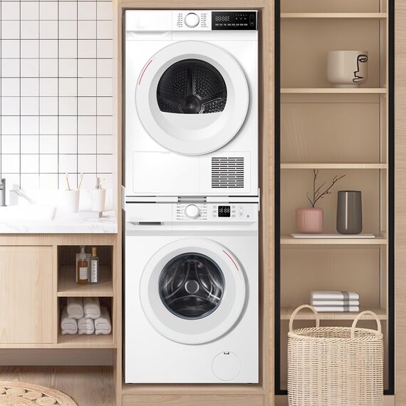 NIUXX Universal Verbindungsrahmen Set für Waschmaschine und Trockner, Zwischeneinbaurahmen Kit für 46-66cm Waschmaschinen Trockner, Stapelbausatz mit Ratschenseil, Zwischeneinbausatz für Waschküche